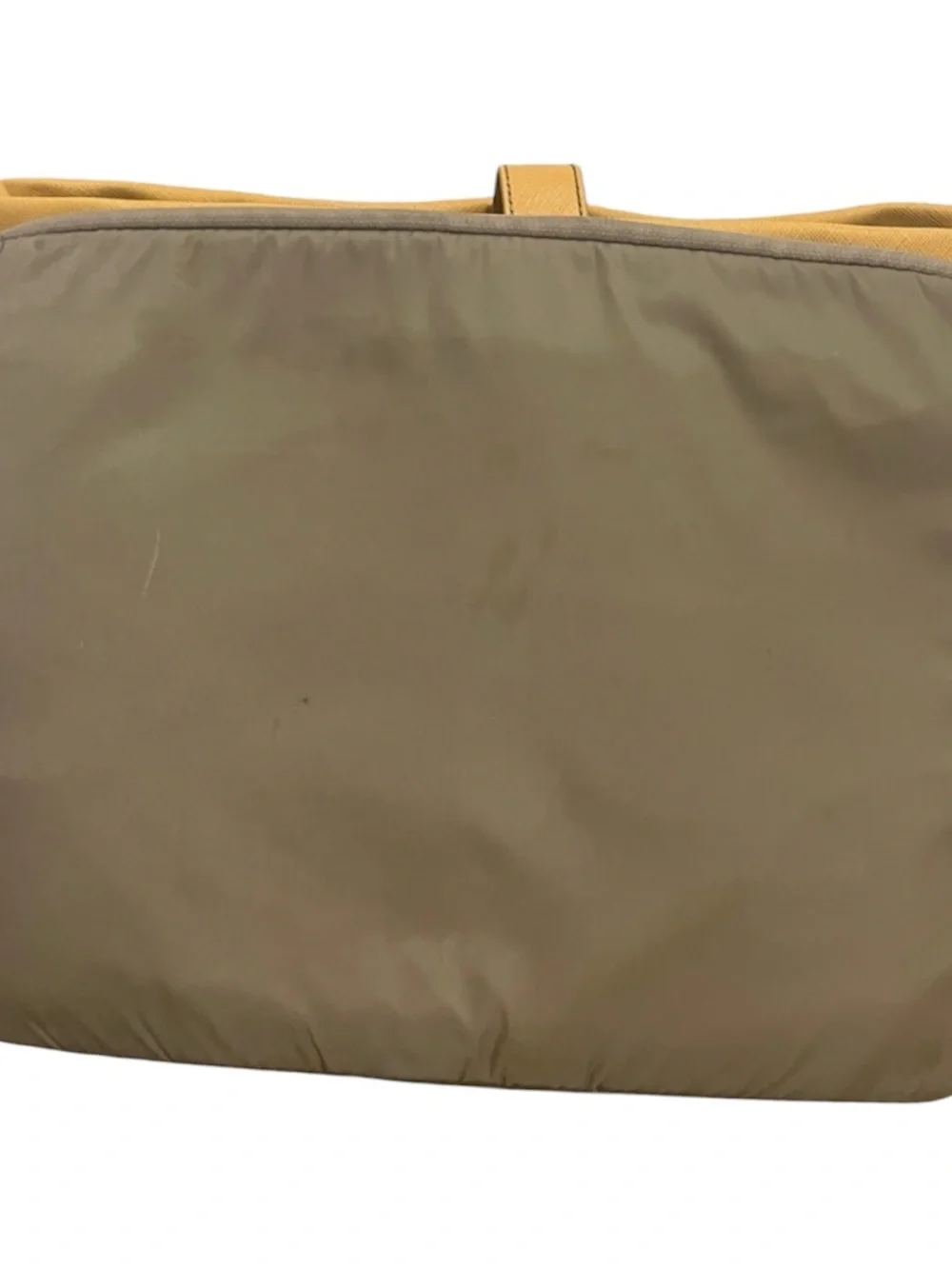 Tumi Yellow Tote with Tan Leather Pull and Silver Hardware